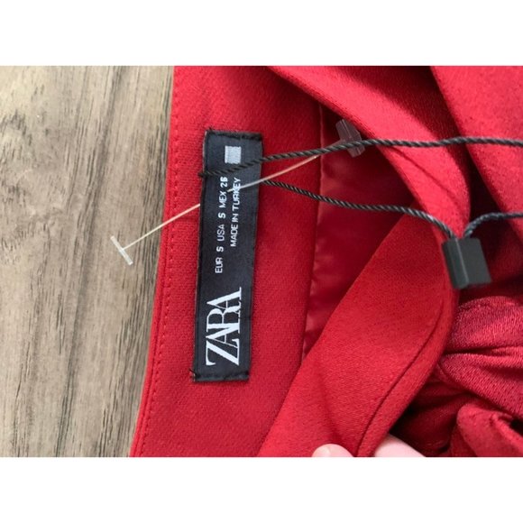 Zara Gorgeous red ribbon tie skirt deep dark valentines holiday red - Picture 3 of 7